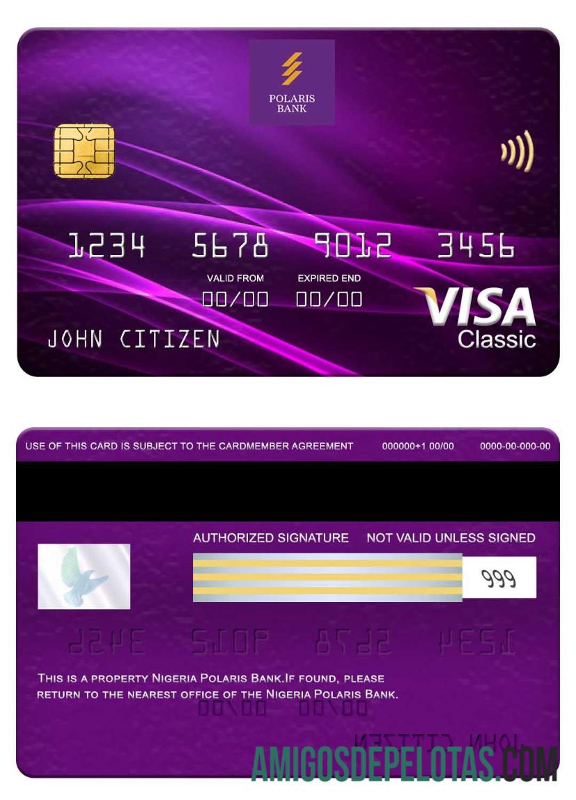 Nigeria Polaris Bank Visa Classic Card template
